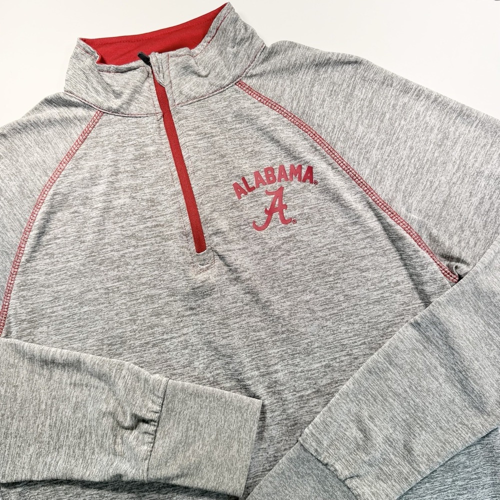 Colosseum Pullover Women's L Gray Alabama Crimson Tide 1/4 Zip Shirt Top‎ NCAA